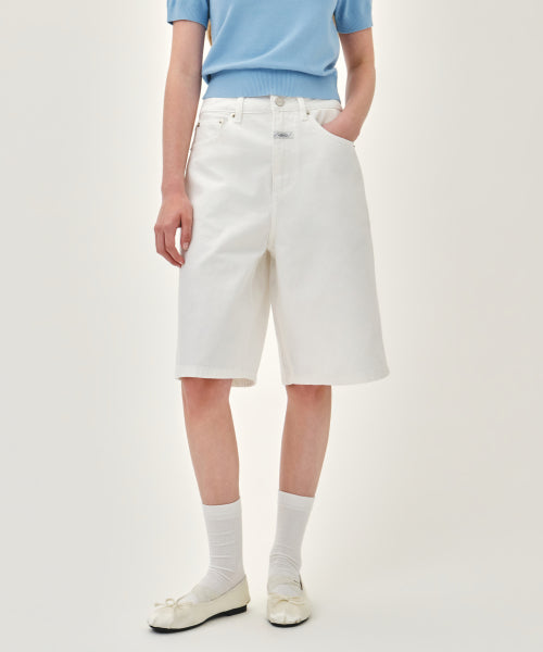 W LONG BERMUDA DENIM PANTS - 3 COLORS WHITE