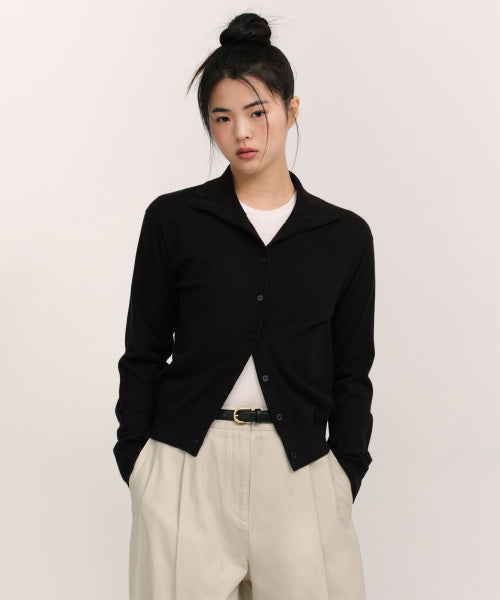 WOMENS ESSENTIAL HIGH NECK CARDIGAN #韓韶禧同款! - 4 COLORS BLACK