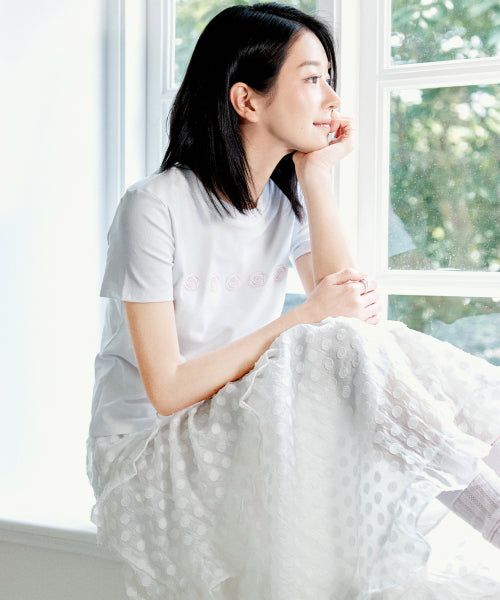 DOT FRILL LONG SKIRT #徐睿知同款! IVORY