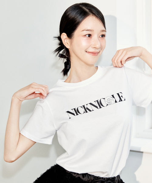 NICOLE ROSE LETTERING SLIM TOP #徐睿知同款! - 2 COLORS BLACK