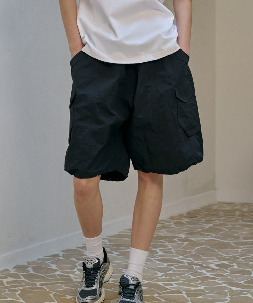 BERMUDA CARGO NYLON PANTS - 3 COLORS BLACK