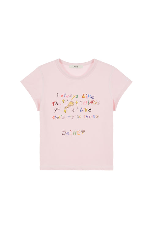 DEINET CRAYON LETTER T SHIRTS - 3 COLORS PINK
