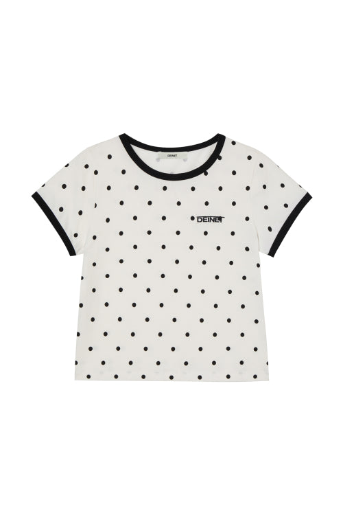 DEINET DOT RINGER T SHIRTS - 4 COLORS WHITE