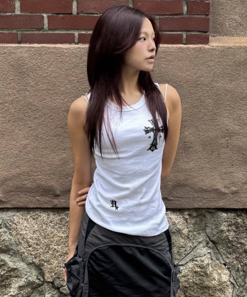 GOTHIC CROSS TOP - 3 COLORS IVORY