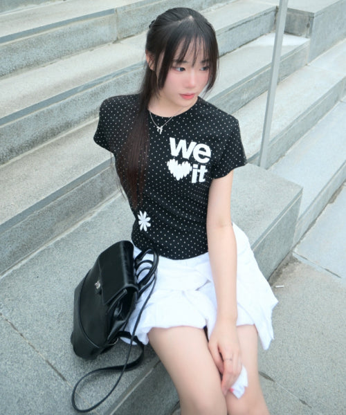 LOVE GRAPHIC DOT T-SHIRT - 2 COLORS BLACK