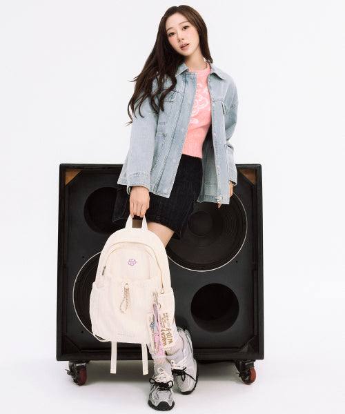 LILY PATCH CORDUROY BACKPACK #GISELLE同款! - 2 COLORS IVORY