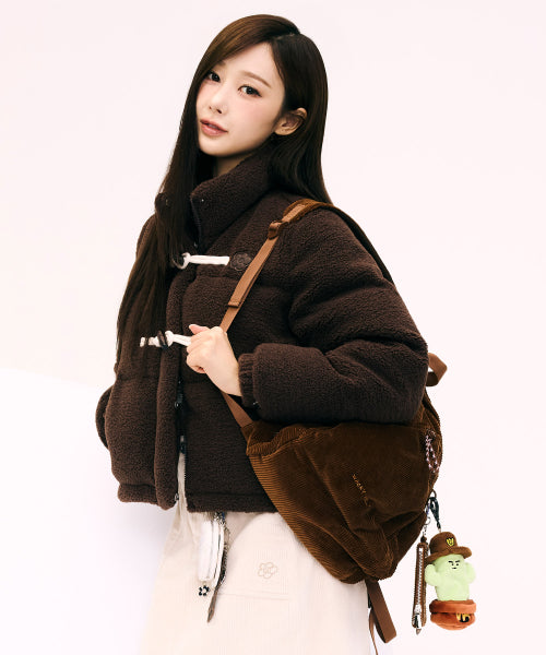 LILY PATCH CORDUROY BACKPACK #GISELLE同款! - 2 COLORS BROWN