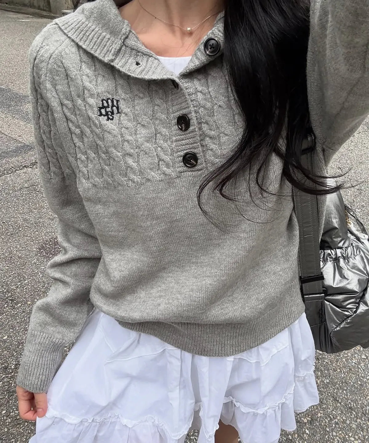 CABLE HALF OPEN HOOD KNIT - 4 COL