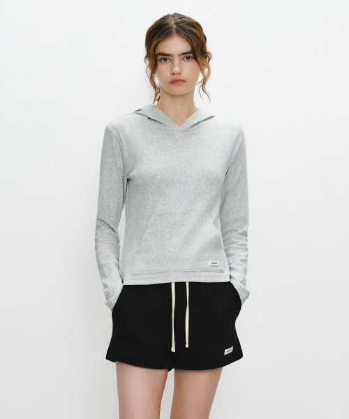 W BASIC HOODIE LONG SLEEVE NAVY STRIPE - 6 COLORS GREY