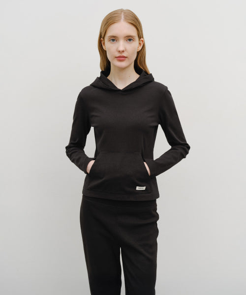 W BASIC HOODIE LONG SLEEVE NAVY STRIPE - 6 COLORS BLACK
