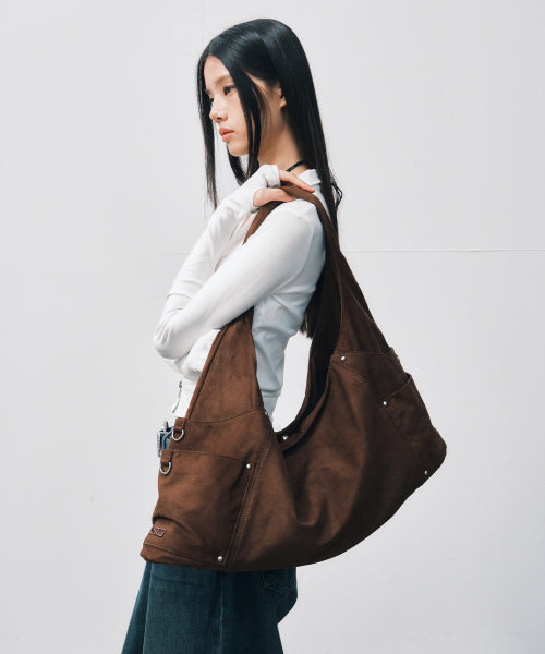 MAREN SHOULDER BAG - 5 COLORS SUEDE DARK BROWN