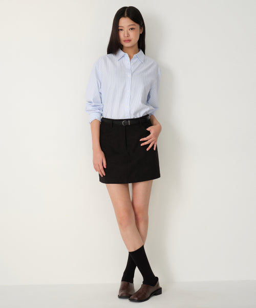 WOMENS SYNTHETIC SUEDE MINI SKIRT #韓韶禧同款! - 2 COLORS BLACK