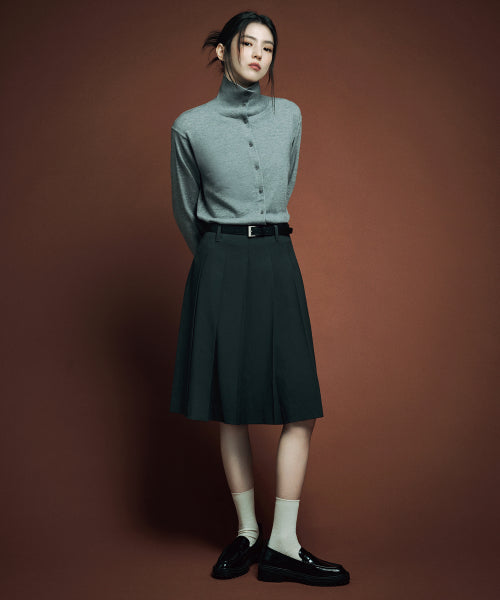 WOMENS PLEATS KNEE LENGTH SKIRT #韓韶禧同款! - 2 COLORS GREY