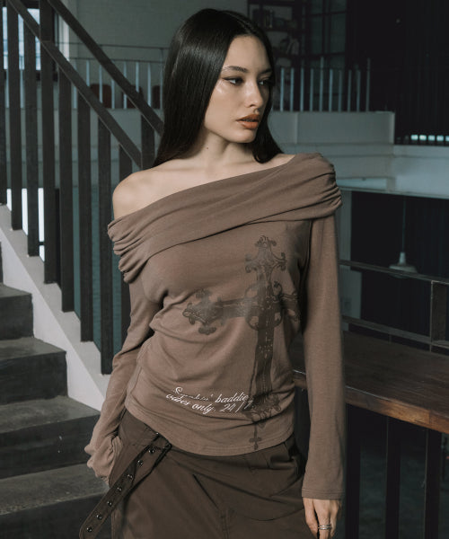 CROSS OFF SHOULDER L/S BLACK - 2 COLORS