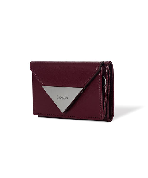 CRINKLE TRIANGLE TRIPLE WALLET DEEP CHERRY AS SHOWN