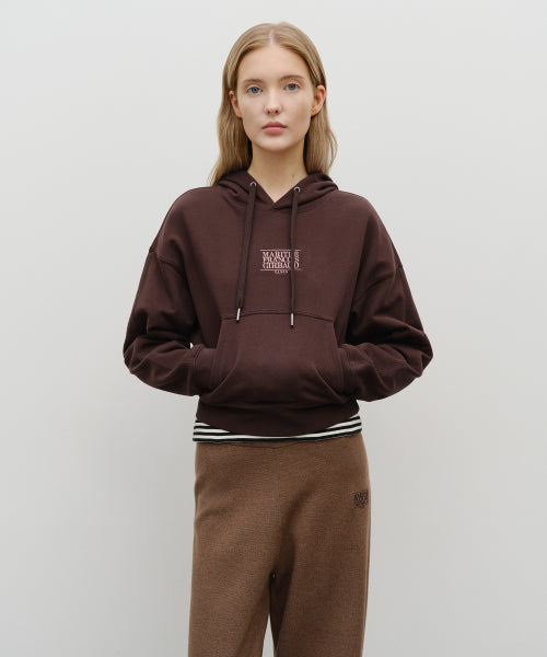 W SMALL CLASSIC LOGO CROP HOODIE LIGHT HEATHER - 2 COLORS BROWN