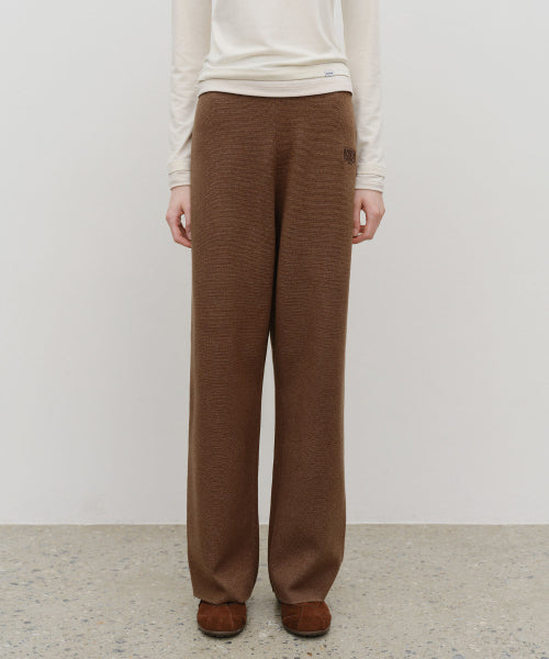 W CLASSIC LOGO KNIT PANTS - 4 COLORS BROWN