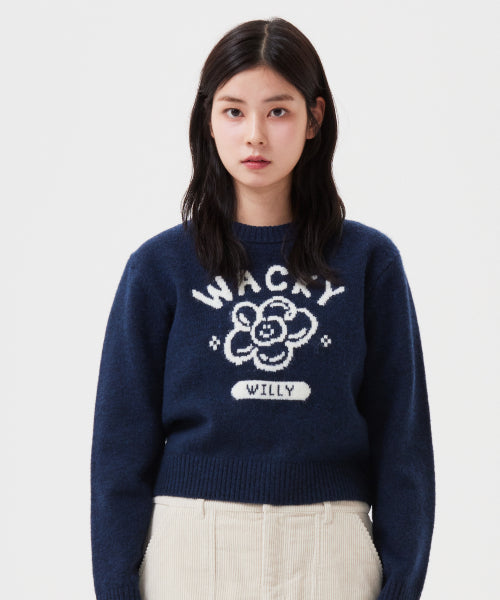 BIG LILY GRAPHIC PULLOVER #GISELLE同款! - 3 COLORS NAVY