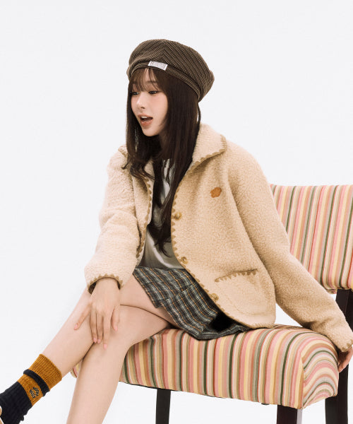 SHEARLING STITCH JACKET #GISELLE同款! - 2 COLORS BEIGE