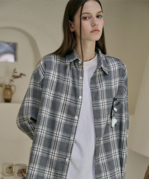 NOMAD OVERFIT CHECK SHIRT - 4 COLORS GREY