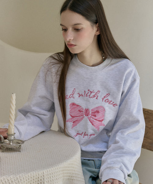 EMBROIDERY SWEATSHIRT - 4 COLORS MELANGE WHITE