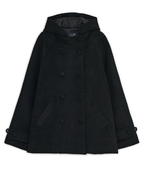 HOOD HALF COAT - 2 COLORS BLACK