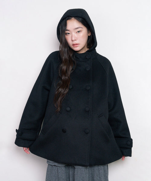 HOOD HALF COAT - 2 COLORS BLACK