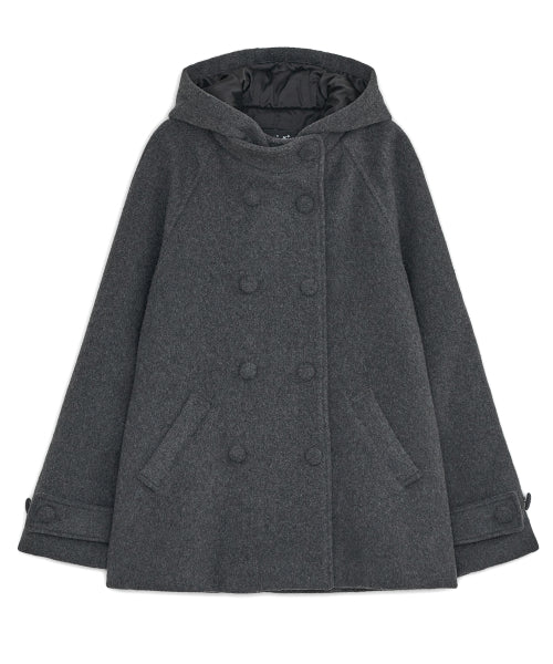 HOOD HALF COAT - 2 COLORS CHARCOAL