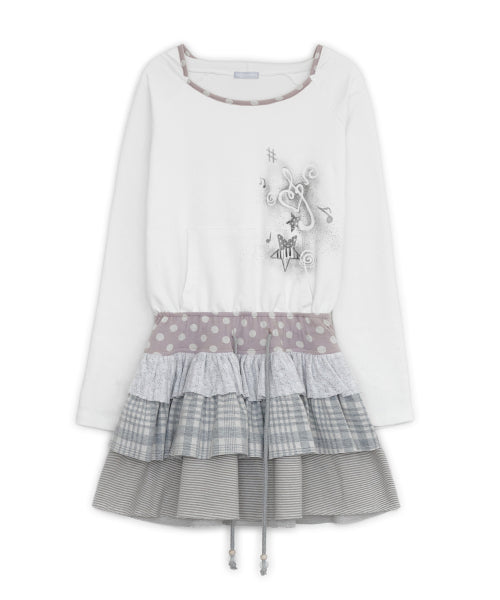 CANCAN LAYERED HOOD DRESS - 2 COLORS IVORY