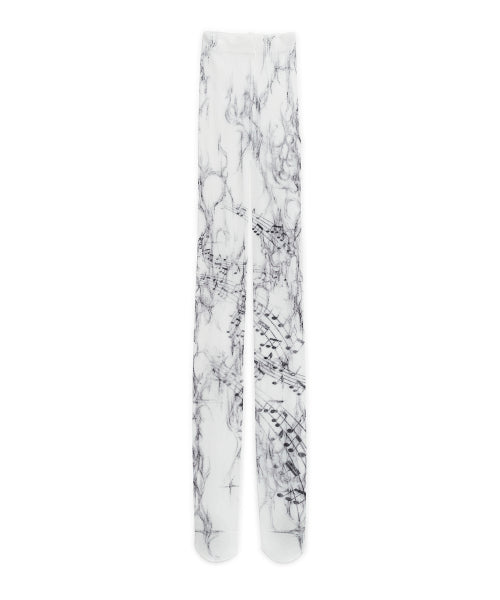 MUSIC NOTE PRINT STOCKINGS - 2 COLORS WHITE