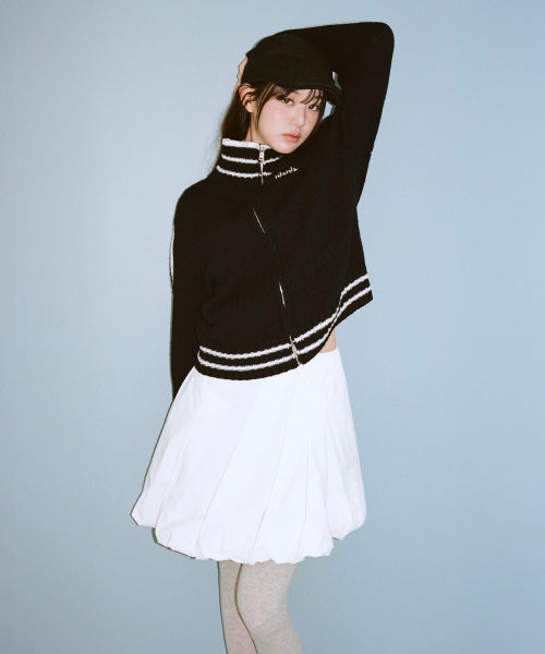 UNBALANCE PLEATS BALLOON SKIRT - 2 COLORS WHITE