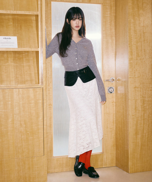 STRING LACE LONG SKIRT - 2 COLORS WHITE
