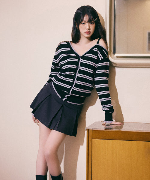 PLEATS MINI SKIRT CHARCOAL