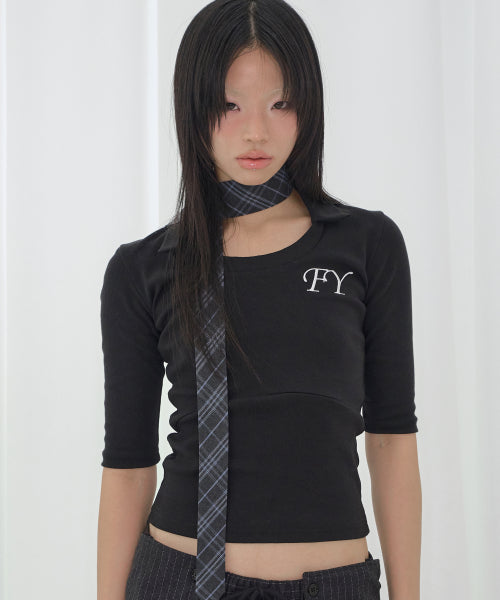 COLLAR TOP F26QB045 - 3 COLORS BLACK