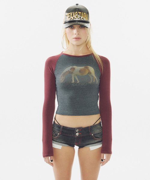 GOOD KARMA RAGLAN TEE CREAM BABY - 2 COLORS BURGUNDY
