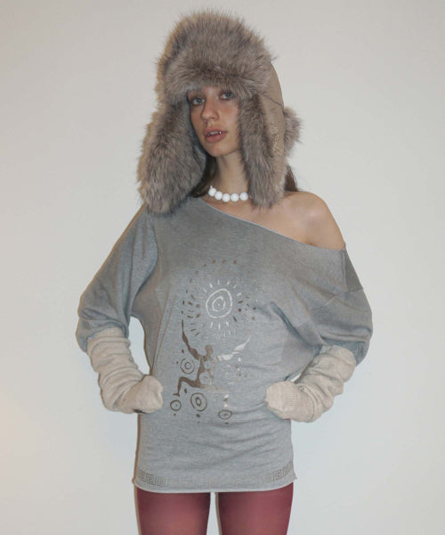BOHO WASHED OFF SHOULDER TEE - 3 COLORS MELANGE GREY