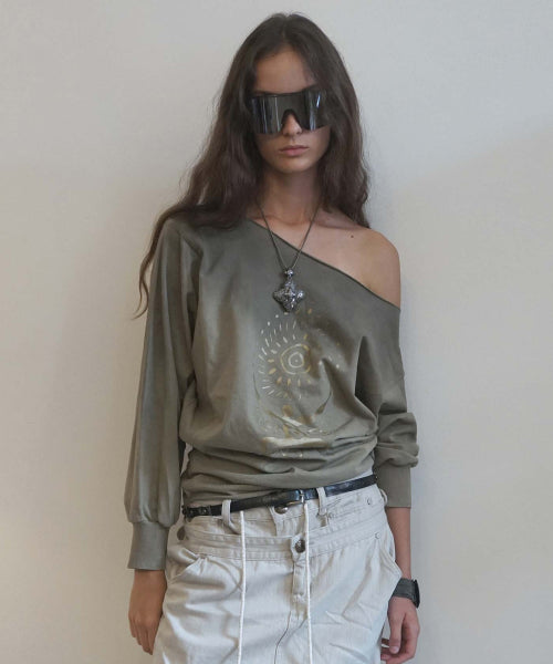 BOHO WASHED OFF SHOULDER TEE - 3 COLORS KHAKI