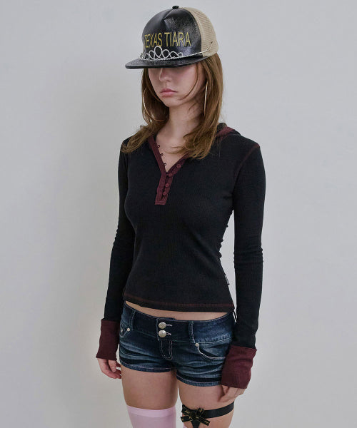 HEATHER HOODIE TEE - 3 COLORS BLACK