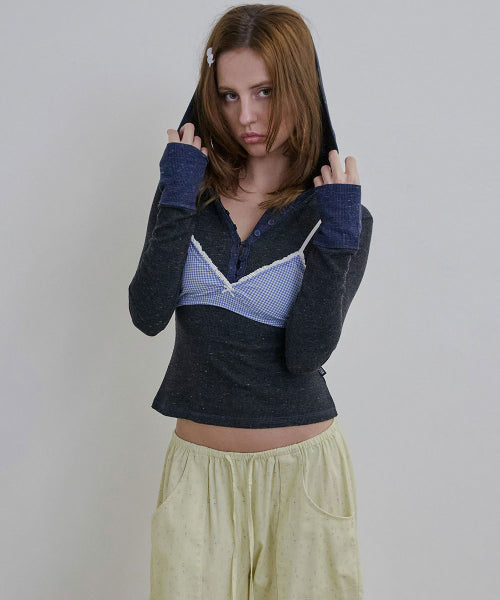 HEATHER HOODIE TEE - 3 COLORS CHARCOAL