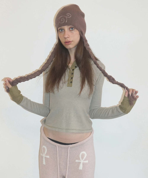 HEATHER HOODIE TEE - 3 COLORS BEIGE