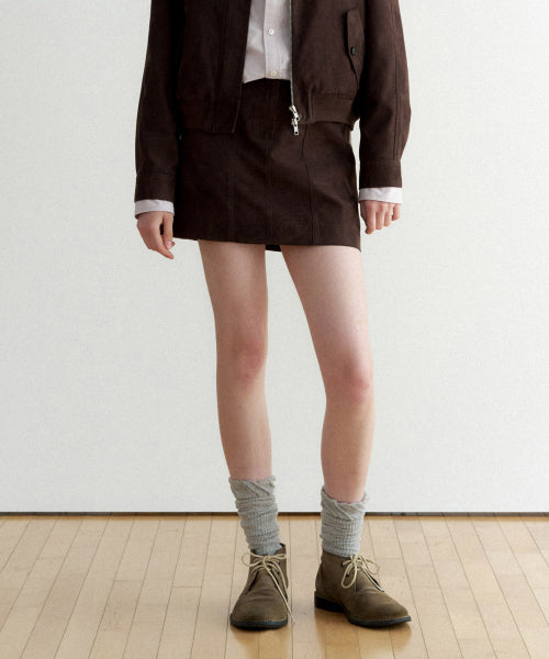 WOMAN SUEDE MINI SKIRT #SANA同款！ - 2 COLORS BROWN
