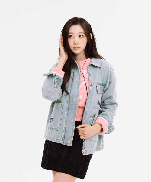 POCKET LIGHT WASH DENIM JACKET #GISELLE同款! BLUE