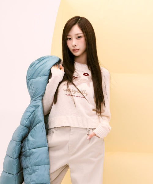 LEO GRAPHIC GRUNGE PULLOVER #GISELLE同款! - 2 COLORS CREAM