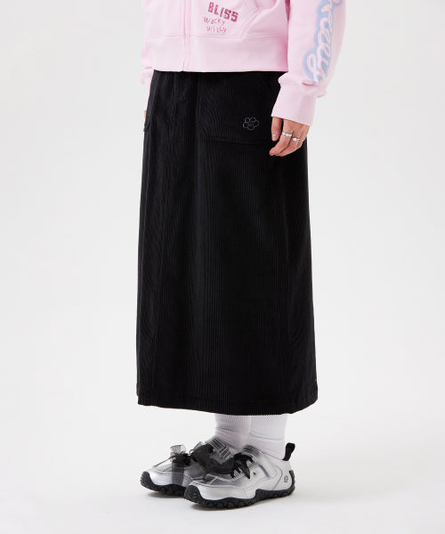 CORDUROY LONG SKIRT #GISELLE同款! - 2 COLORS BLACK