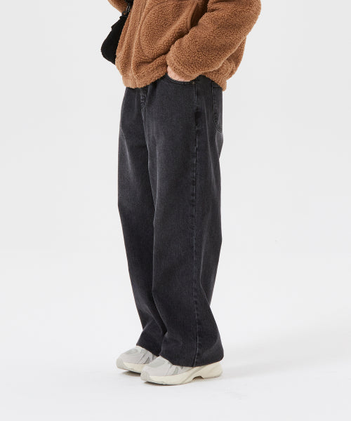 PIGMENT PINTUCK BELTED DENIM PANTS #GISELLE同款! - 2 COLORS BLACK