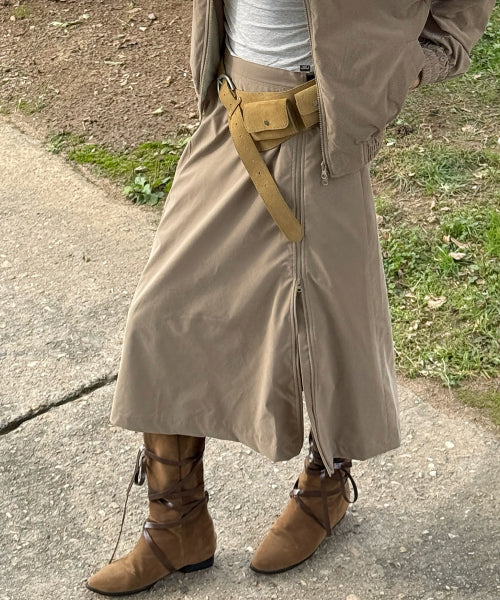 MENASOO MADE CORDUROY TWO WAY LONG SKIRT - 2 COLORS BEIGE