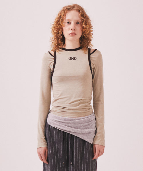 STRETCH LAYERED T SHIRT - 3 COLORS BEIGE