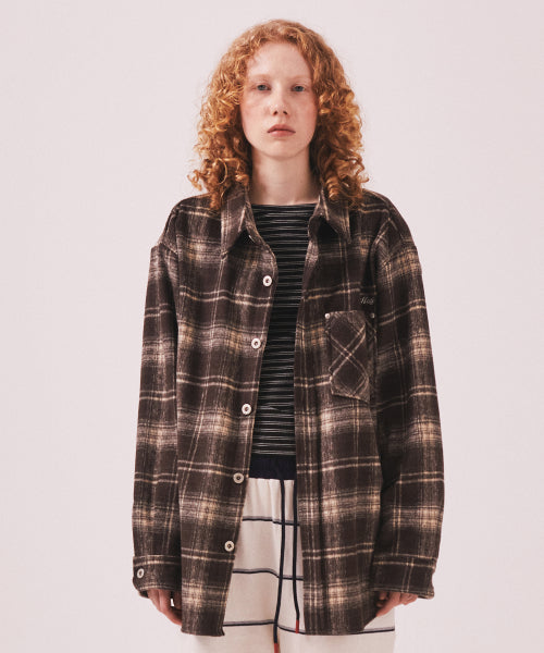 MNS CLASSIC CHECK OVERSIZED SHIRT JACKET - 3 COLORS BROWN