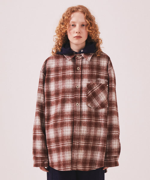MNS CLASSIC CHECK OVERSIZED SHIRT JACKET - 3 COLORS BURGUNDY