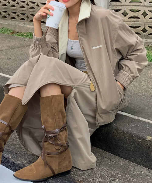 MENASOO MADE CORDUROY NYLON JACKET - 2 COLORS BEIGE